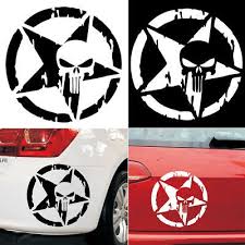 Auto Punisher Star Skull Pentagram Car Sticker Vinyl Decal Truck Window 13x13cm Sticker Set Police Officer Gifts Decals Stickers