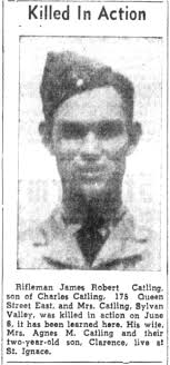 Rifleman James Robert Catling (1918-1944)