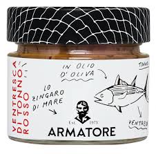 Tonno in olio di oliva. Ventresca Di Tonno Rosso In Olio D Oliva Tuna Belly Fillets In Olive Oil Armatore 170 G Glass