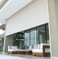 Blinds offering protection from rain and wind. Outdoor Roller Blinds External Blinds To Block Wind Sun