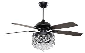 Maybe you would like to learn more about one of these? 52 Inch Black 5 Blades Crystal Chandelier Ceiling Fan With Remote Control Traditional Ceiling Fans By Whoselamp Houzz