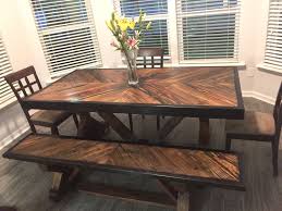 Custom Trestle Farmhouse Table With Chevron Top Chevron Table Table Farmhouse Interior