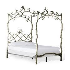 Bed Forest Canopy Silver Leaf Queen 63w 86d 98h White Queen Bed White Iron Beds Bed Frame