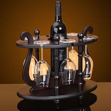 Craft made wooden hand painted 4 wine glass holder & bottle holder new. Creative 40x26x31cm Antique Wood Wine Rack Furniture Round Circle Vintage Decorative Champagne Stemware Bottl Wine Glass Holder Wine Bottle Storage Wine Holder