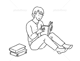 シンプルなタッチ 座って本を読む若い女性のイラスト素材 イラスト素材 [ 6607493 ] - フォトライブラリー photolibrary