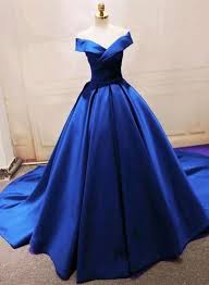 Blue Party Dress Off Shoulder Evening Dress V Neck Prom Dress Satin Long Formal Dress Blue Party Dress Royal Blue Party Dress Prom Dresses Ball Gown