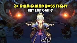 Genshin Impact Double Ruin Guard Boss Fight Level 30 End Game Challenge Cbt Youtube