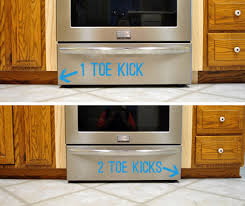 This is a 4 space at the bottom of the cabinet that recedes from the face to allow room for your toes (so you can stand closer to the cabinet and countertop during food preparation). Adding Toe Kicks A Window Sill Young House Love