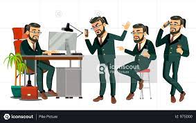 Premium Businessman Working In Office On Desk Illustration Download In Png Vector Format Business Illustration Business Stock Images Work Cartoons