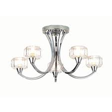Vintage art deco chrome and white hobnail semi flush mount ceiling light fixture white glass tulip square shade 10 drop (length). Spa Octans 5 Light Chrome Bathroom Semi Flush Ceiling Light 140w Wickes Co Uk
