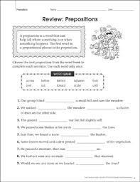 Improve your english language arts knowledge with free questions in identify prepositions and thousands of other english language arts skills. Prepositions Review Grammar Practice Page Gr 4 Printable Skills Sheets