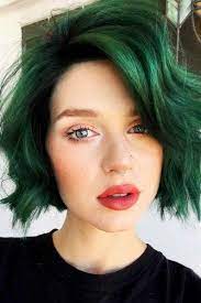 90 Stunning And Sassy Short Hairstyles For Fine Hair That Are Too Cute For Words Short Green Hair Green Hair Dark Green Hair