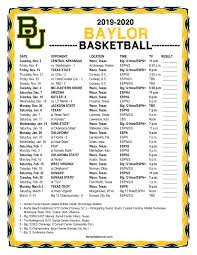 Baylor bears men's basketball history. Printable 2019 2020 Baylor Bears Basketball Schedule