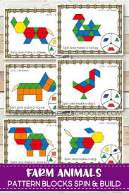 Create Beautiful 2d Farm Animal Pictures With These Pattern Block Spin And Build Mats It Is Preschool Pattern Activities Preschool Patterns Pattern Activities
