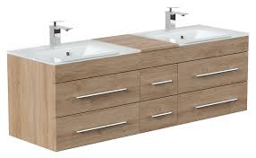 Vanity Unit Vitro Xl Double Glass Basin In Light Oak Vanity Units With Double Wash Basins Bathroom Furniture Emotion 24 Co Uk