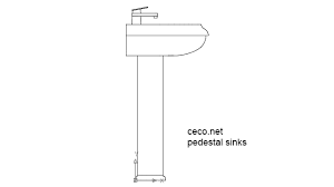 autocad drawing pedestal sink 1 side