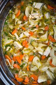 Pour over soup and broth then add thyme and bay leaf. Slow Cooker Chicken Noodle Soup Cooking Classy