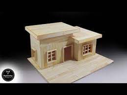 How To Make A Modern Popsicle Sticks House Youtube Popsicle Stick Houses Popsicle Stick Crafts House Popsicle House