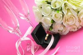Gold wedding ring and rose flower bouquet. Wedding Bouquet Of White Roses Against A Pink Background Photograph By Milleflore Images