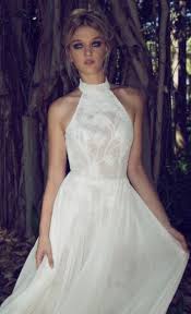 High Neck Floral Embroidered Wedding Dress Modwedding Halter Top Wedding Dress Wedding Dresses Wedding Dresses Lace