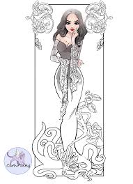 The addams family coloring pages. Digital Stamp Halloween Art Nouveau Fantasy Line Art For Cards And Crafts Coloring Scrapbooking Premium Halloween Art Digital Stamps Art Nouveau