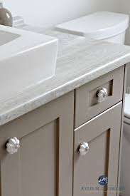 The 4 Best Gray And Greige Colours For Cabinets And Vanities Medium Toned Painted Vanity Bathroom Painted Vanity Painting Bathroom Cabinets