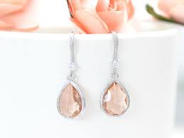 Boucles D Oreilles Mariee Peche Boucles D Oreilles Etsy Earrings Drop Earrings Necklace