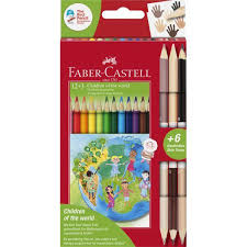 Faber castell 12/24/36/48/60/72 colors colors water colored pencil painting; Faber Castell Children Of The World Triangular Colour Pencil Box Schoolbooks Ie
