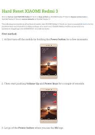 User manual | Hard Reset XIAOMI Redmi 3 ...