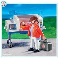 Doctor With Incubator Create A Colorful Pediatric Hospital Wing For This Happy Baby And Loving Doctor Playmobil Toys Playmobil Play Therapy Toys
