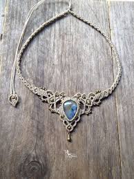 Micro Macrame Necklace Labradorite Bohemian Wedding Tiara Boho Chic Elven Jewelry Colares Artesanais Joias De Macrame Tornozeleiras