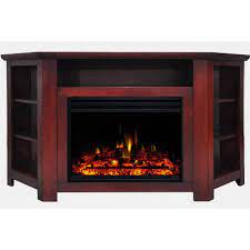 Serves as the ideal entertainment console, warm and enchanting beneath a wall mounted tv; Reviews For Cambridge Stratford 56 In Corner Electric Fireplace Heater Tv Stand In Cherry With Enhanced Log Display And Remote Cam5630 1chrlg3 The Home Depot