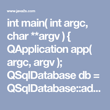 Int Main Int Argc Char Argv Qapplication App Argc Argv Qsqldatabase Db Qsqldatabase Adddatabase Qmysql Connection Mysql Integers