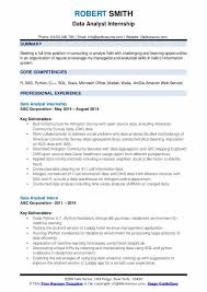 Data Analyst Intern Resume Samples Qwikresume