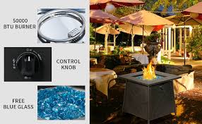 Check spelling or type a new query. Amazon Com Bali Outdoors Gas Fire Pit Table 28 Inch 50 000 Btu Square Outdoor Propane Fire Pit Table With Lid And Blue Fire Glass Garden Outdoor