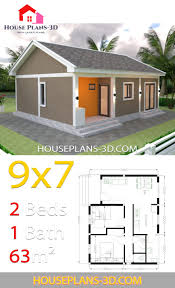 House Plans 9x7 With 2 Bedrooms Gable Roof House Plans 3d House Plans Gable Roof House Model House Plan