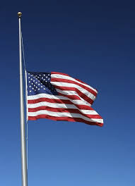 A flag that is at half mast has been brought down to a point halfway down the pole as an…. President Trump Orders Flags To Be Flown At Half Staff Today Through Sunset On Wednesday Oct 31st 2018