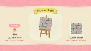 Stone Flower Path Designed By Elle Of Peach Reef Acnh Custom Designs In 2020 Animal Crossing Animal Crossing Villagers Animal Crossing Guide