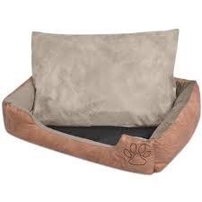 D'élégants coussins en cuir au design sobre et graphique pour souligner un intérieur contemporain. Lit Pour Chiens Avec Coussin Cuir Artificiel Pu Taille L Beige