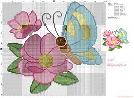 Mariposa En La Flores De Color Rosa Punto De Cruz Gratis Mariposa Punto De Cruz Marcadores De Puntos De Cruz