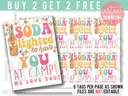 Soda Pop Camp Staff Appreciation Printable Tags, Summer Camp Soda Lighted,  Counselor Appreciation, Camper Treat Tags, Camp Counselor Tag