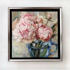 Peony Oil Painting Original Flowers Canvas Art In Frame Pale Etsy In 2020 Flower Canvas Art Flower Canvas Floral Oil Paintings