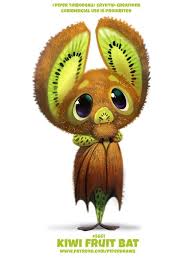 2661 Kiwi Fruit Bat Word Play Piper Thibodeau On Artstation At Https Www Artstation Com Artwork Cute Food Drawings Cute Animal Drawings Animal Drawings