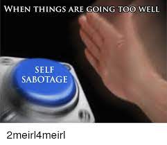 The best memes from instagram, facebook, vine, and twitter about sabotage. When Things Are Going Too Well Self Sabotage Sabotage Meme On Me Me
