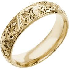 Gold Vintage Style Wedding Rings Hand Engraved Wedding Band Antique Style Wedding Rings Wedding Rings Vintage