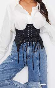 For those of you who dare to double denim, throw in a buckle western belt to break up the look and add. Black Triple Lace Up Corset Belt Prettylittlething Il