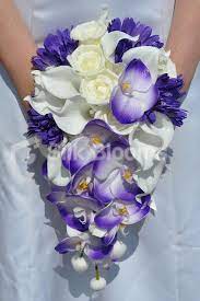 Check spelling or type a new query. Beautiful Artificial Off White Rose And Calla Lily Cascade Bridal Bouquet With Purple Orchids And Gerb Cascading Bridal Bouquets Wedding Flowers Bridal Bouquet