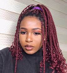 Burgundy Box Braids With Curly Ends Burgundy Box Braids Box Braids Hairstyles Black Box Braids
