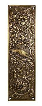 Victorian eastlake or windsor pattern. 11 1 4 Inch Cockateel Bird And Flower Push Plate Antiques Antique Brass Jewelry Box Hardware