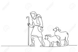 Merry Christmas Shepherd And Sheeps Continuous One Line Drawing Sheep Illustration Line Drawing Sheep Drawing